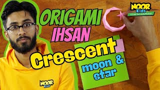 🌙diy origami moon and star tutorial #origami #muslim #papercraft