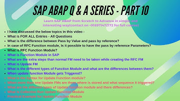 SAP ABAP | INTERVIEW QUESTIONS | Part 10 | FOR ALL ENTRIES | FUNCTION MODULE | UPDATE FUNCTION MODUL