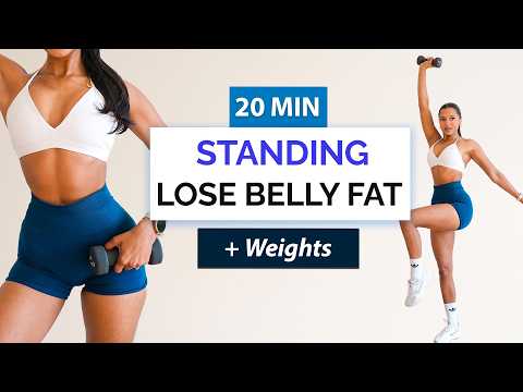 20 Min STANDING ABS WORKOUT | Burn Belly Fat & Tone Waist (+ Weights)