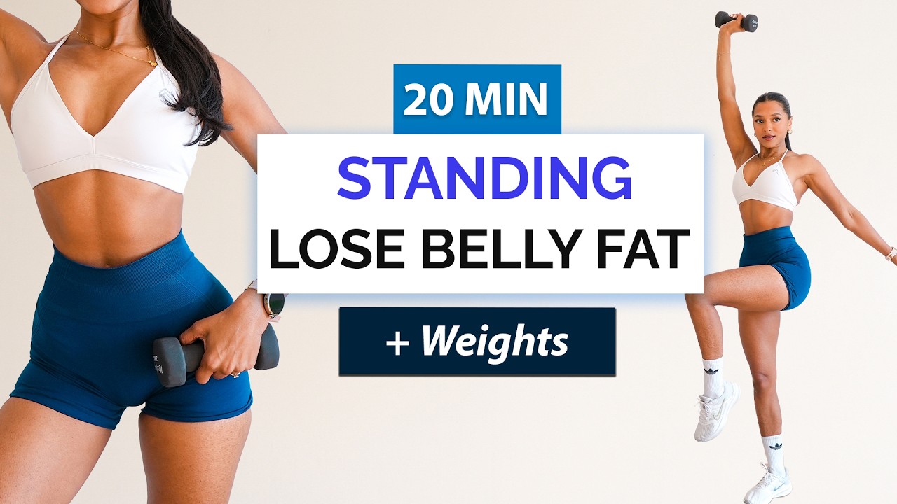 20 Min STANDING ABS WORKOUT | Burn Belly Fat & Tone Waist (+ Weights ...