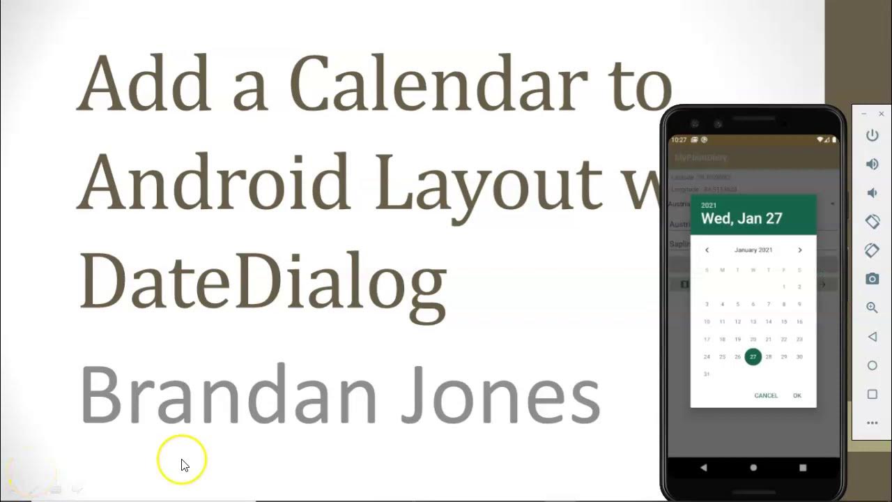 Add a Calendar to Android Layout with DateDialog (Kotlin) YouTube