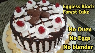 Eggless black forest cake in telugu|Without oven|By radhika home cooking