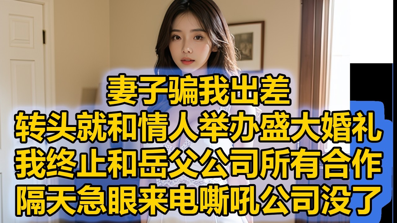 妻子骗我出差，转头就和情人举办盛大婚礼，我终止和岳父公司所有合作，隔天岳父急眼来电嘶吼公司没了