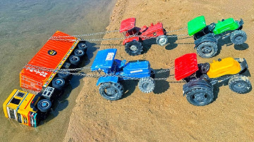 New Petrol Tanker Tata Dumper Truck Riverside Accident Pulling Out Four Tractors | Tractor Cartoon