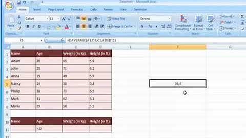 How to use the DAVERAGE function in Excel
