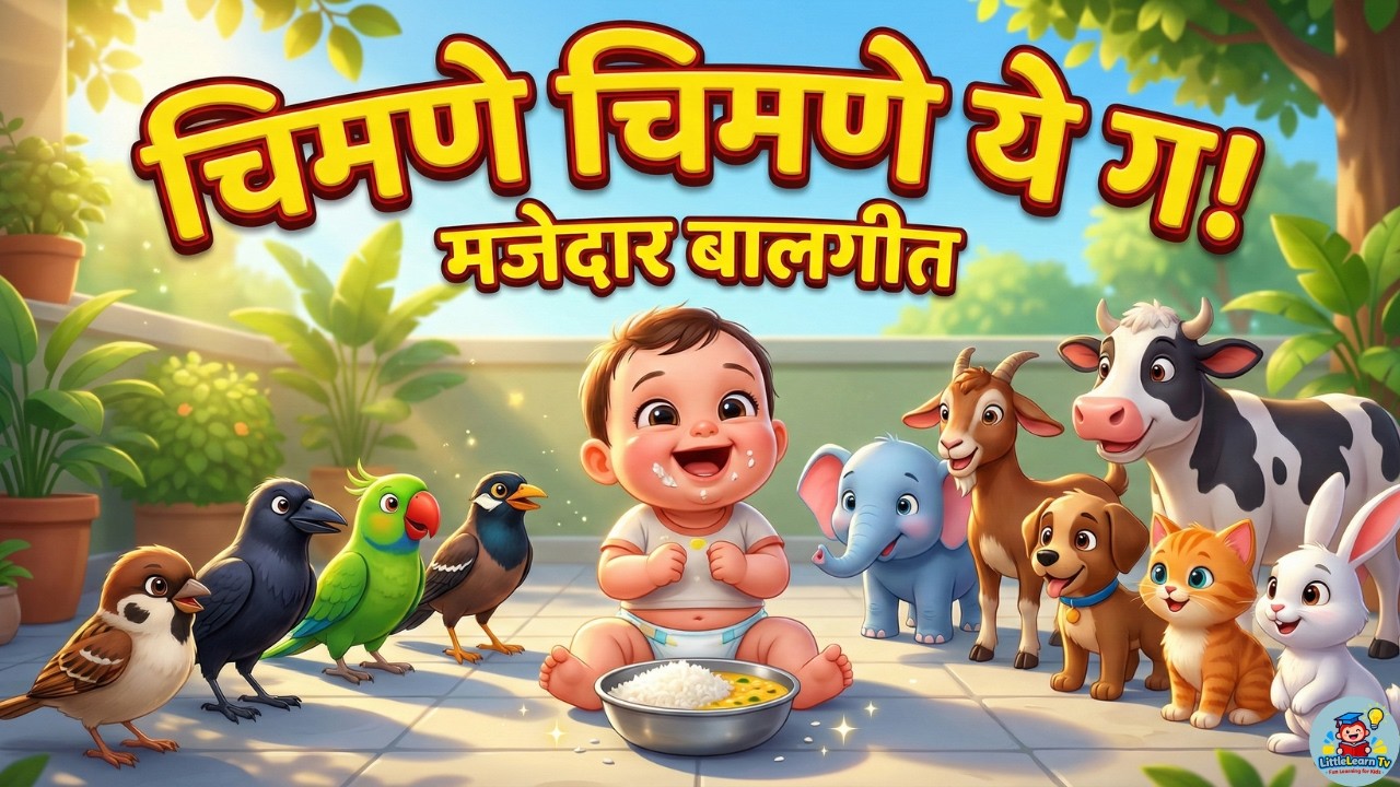Chimane Chimane Ye Ga | चिव चिव चिमणी | Marathi Balgeet | मराठी बालगीत best Rhyme by littlelearn tv