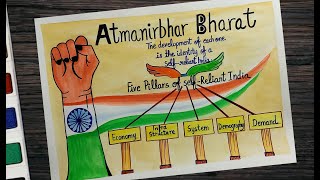 Atmanirbhar Bharat Abhiyan poster drawing l How to draw Self-reliant India drawing step by step screenshot 5