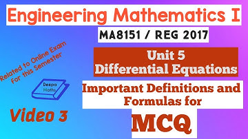 MCQ - Engg Maths 1 - Unit 5 Differential Equations