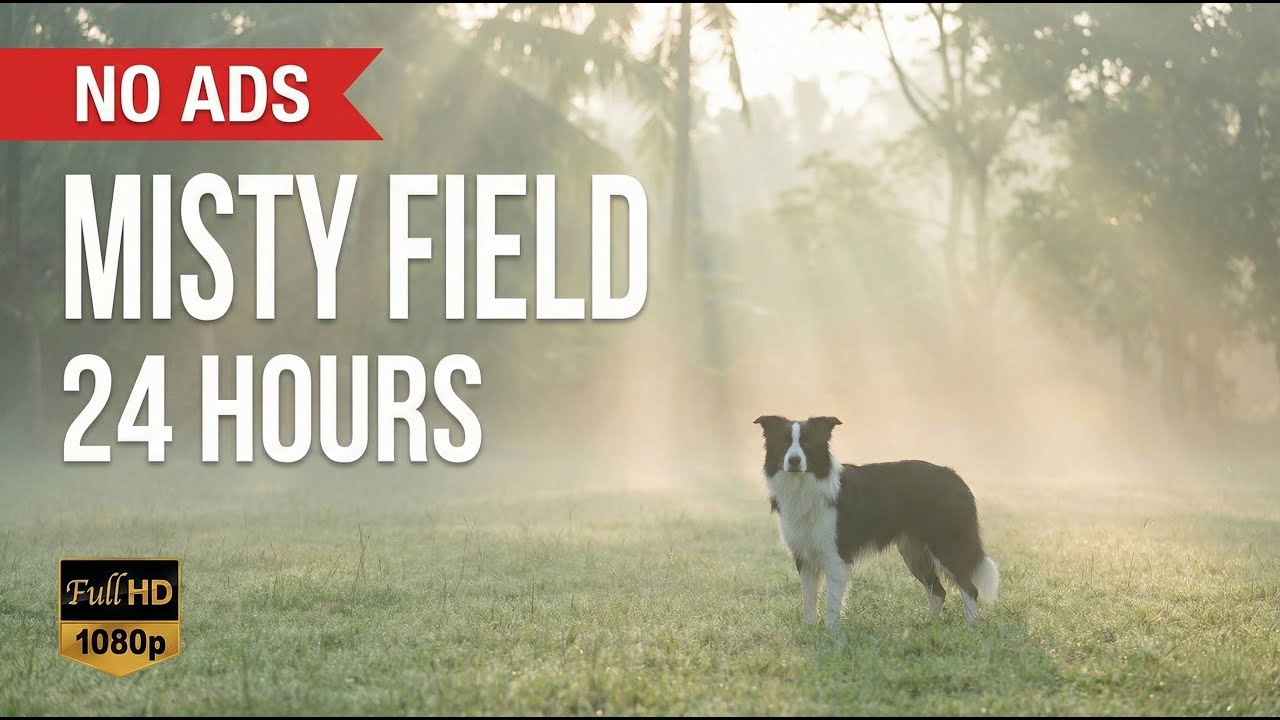 24 Hours of Dog TV - Misty Tropical Morning Field Walk🎵🐶Dog Calming Music💖Dog Stress Relief Music