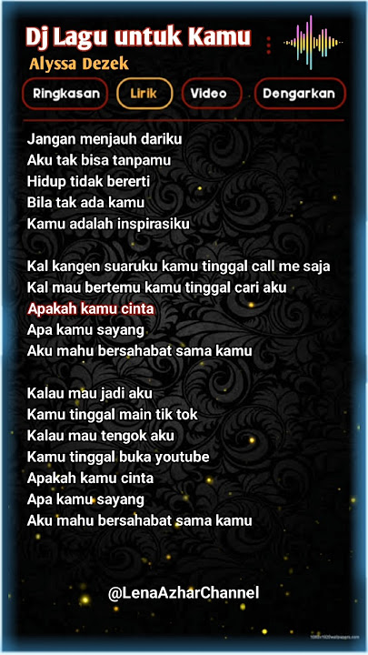 Lirik Dj Lagu Untuk Kamu||Alyssa Dezek||Viral tiktok terbaru 2024 #djviral #AlyssaDezek #djremix