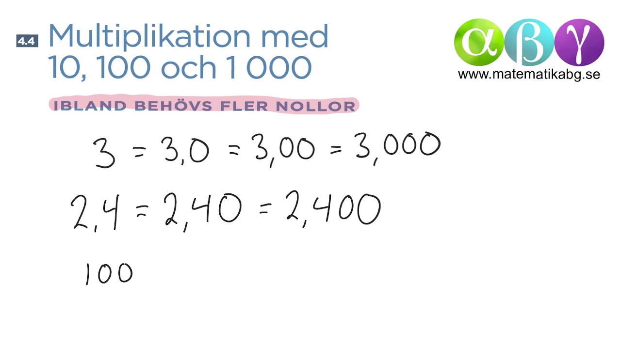 B 4.4 Multiplikation med 10, 100 och 1000
