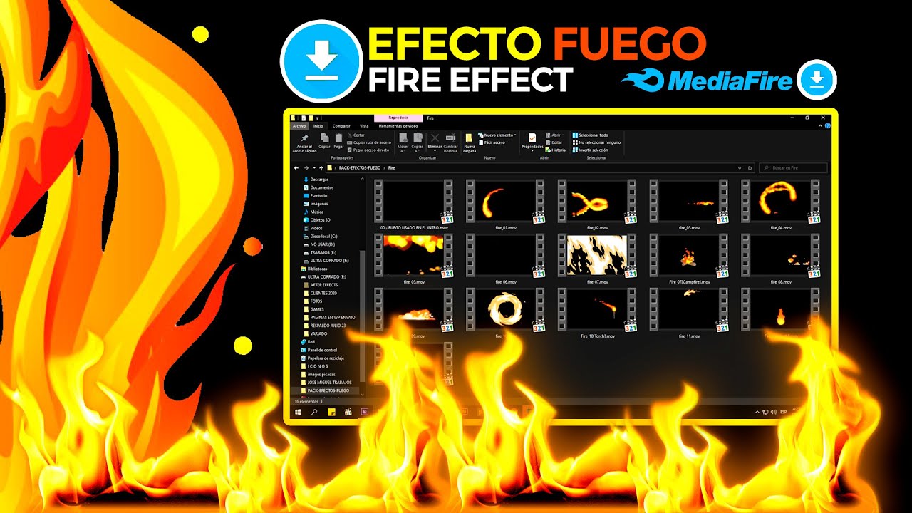 Descargar efecto fuego HD sin fondo after effect Download fire effect