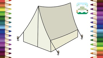 How To Draw A Camping Tent Easy Step By Step | Tent Drawing