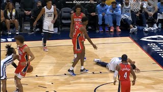 Pelicans Player Scared Af After Threw Steven Adams To The Floor！