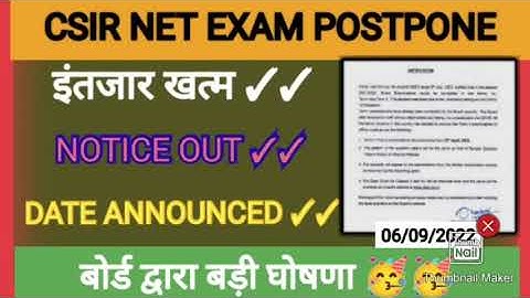 Csir Net exam official notice update