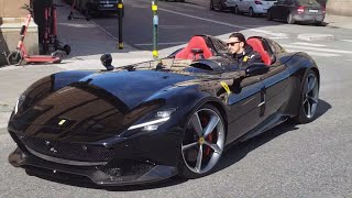 Zlatan Ibrahimovic driving his Ferrari Monza SP2 in Stockholm, Sweden
