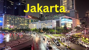 Nachtleven van Jakarta 4K: Bundaran HI Overlook-wandeltocht - Indonesië
