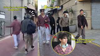 TAEHYUNG WALKING HAPPILY😭Cute Jimin walking calmly, then V's crazy running & JK in his usual style😂