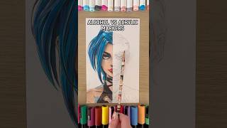 Drawing Jinx from Arcane using acrylic markers! 👀 #jinxarcane #jinx #shorts #posca  #art #arcane