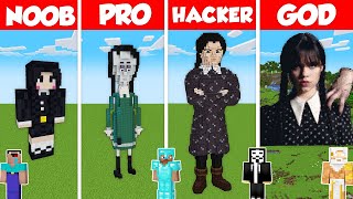 WEDNESDAY ADDAMS STATUE BUILD CHALLENGE - Minecraft Battle: NOOB vs PRO vs HACKER vs GOD / Animation