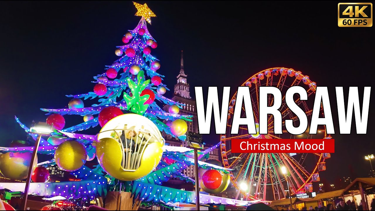 NEW Warsaw Christmas Market 2025 🇵🇱 Beautiful Evening Walk at Plac Defilad  | 4K Walking Tour