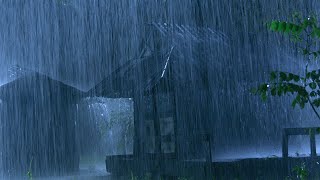 Hypnosis to Fall Asleep Fast | Heavy Pouring Rain & Strong Thunder Sounds on Garden House at Night