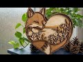 Fox Heart Layered Wood Art | Wildlife Nature Scene with Flowers Lake | CNC Laser Cut File #lasercut