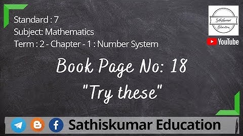 7th Standard Maths - Term:2- Ch:1 - Number System - " Try these " - Book Page No: 18 - NUMBER LINE