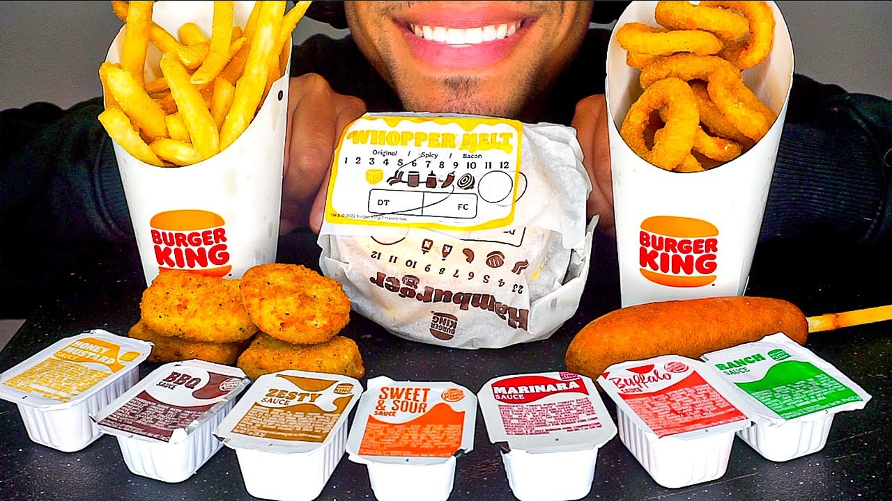 Burger King Mukbang! Whopper, Spicy Chicken Nuggets, Onion Rings