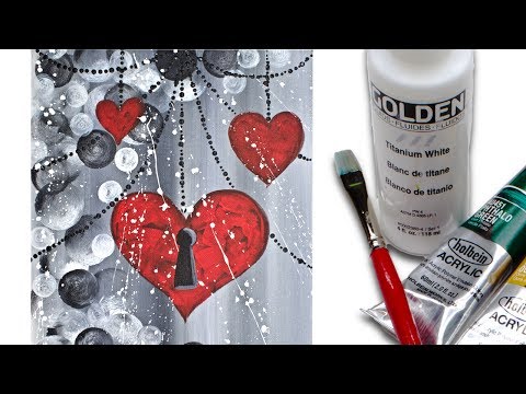 Easy Heart 💜🎨  Painting on canvas  Acrylic Painting tutorial for Beginners