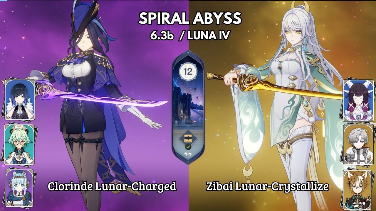 C0 Clorinde Lunar-Charged & C0 Zibai Lunar-Crystallize | Spiral Abyss Luna IV | Genshin Impact