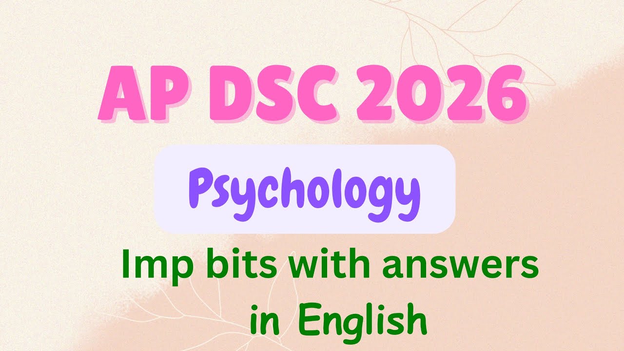 AP DSC 2026 Psychology imp bits with answers in English #apdsc  #psychology 