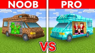 MIKEY vs JJ Family  Noob vs Pro: RV HOUSE Build Challenge in Minecraft