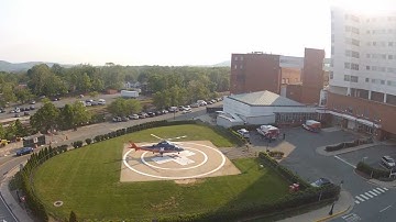 UVA Pegasus helicopter taking off from UVA Health System