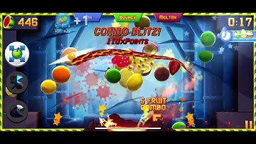 Playing fruit ninja 2