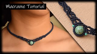 Macrame  Tutorial | DIY Macrame  Necklace with stone | Macrame choker