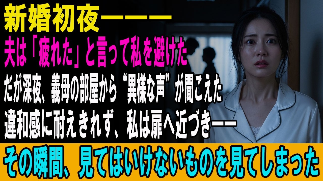 【スカッとする話】新婚初夜―――夫は「疲れた」と言って私を避けただが深夜、義母の部屋から“異様な声”が聞こえた違和感に耐えきれず、私は扉へ近づき――その瞬間、見てはいけないものを見てしまった
