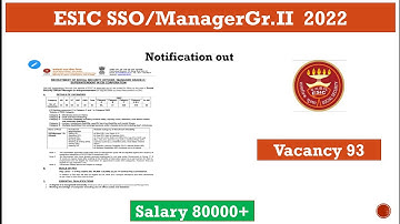ESIC SSO Notification 2022 | ESIC Manager Gr.II Notification out | ESIC SSO Exam Pattern | Exam Date