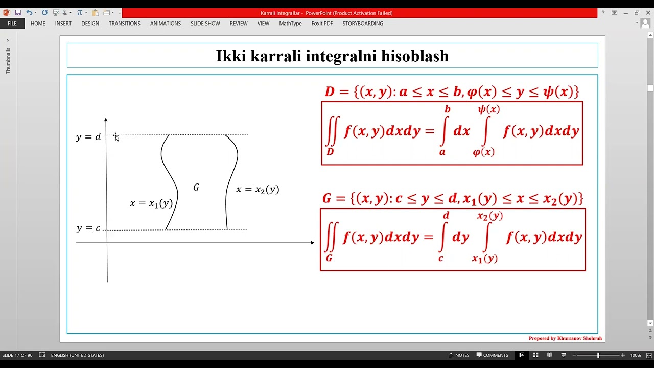 ikki karrali integrallarni hisoblash