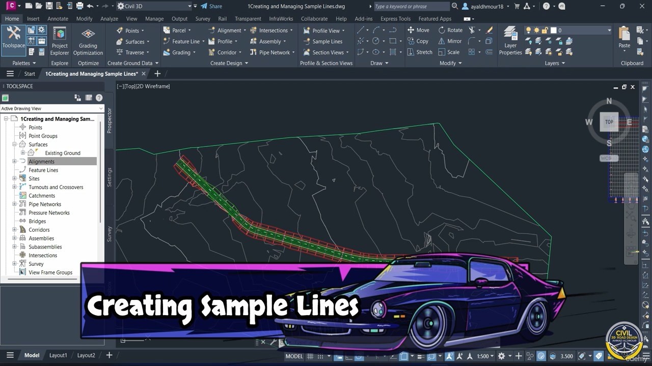 Creating & Managing Sample Lines in Civil 3D: Groups, Swath Width ...