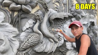 Amazing ! How he made a handmade cement relief painting