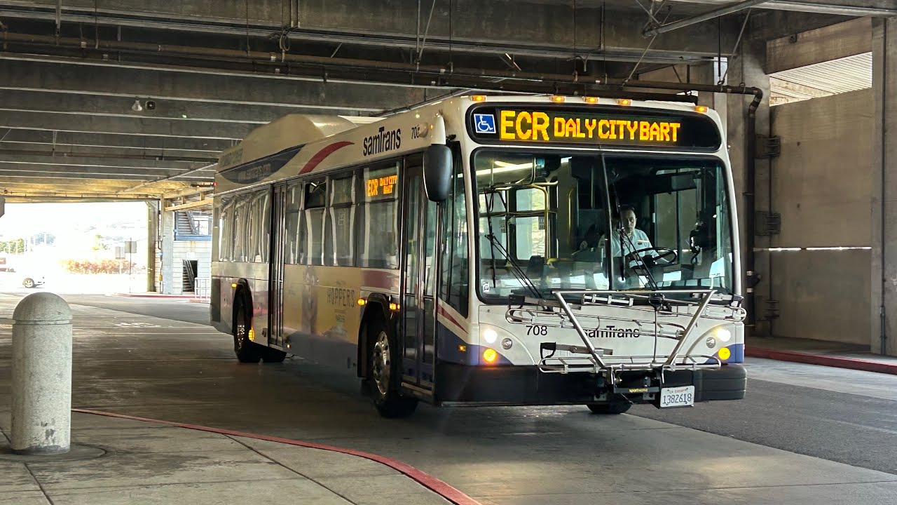 HVAC Activated | SamTrans #708 on Route ECR | From San Bruno Bart to South City Bart
