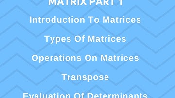 Introduction to matrices Part 1