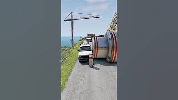 Cars & School Bus vs Giant Pit Bollards Crash #2 - BeamNG.Drive