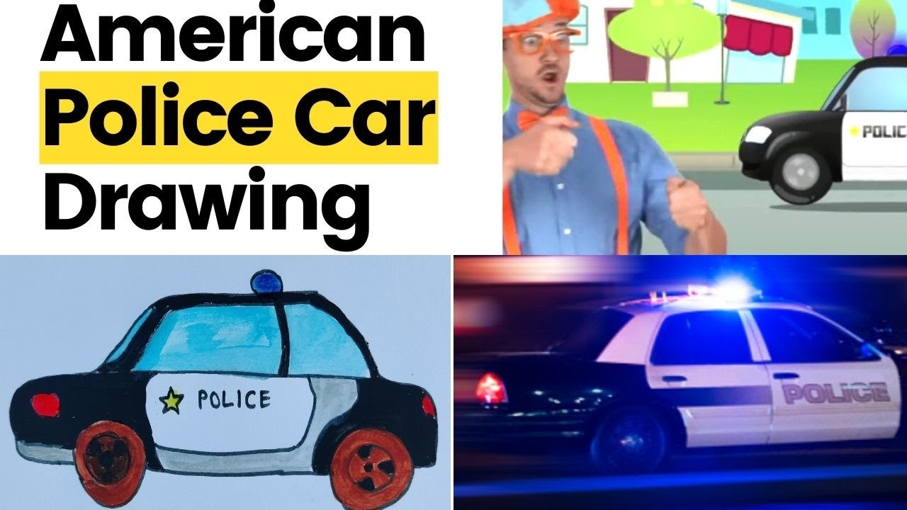 American Police Cars for drawing with song| Blippi Police Car |Song for Kids |Art for Kids by Ipsita