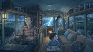 Cozy Bus Ride Home Under A Starry Sky   Family Night Asmr ghibli Inspired