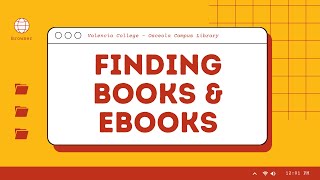 Finding Books and eBooks in the Library Catalog