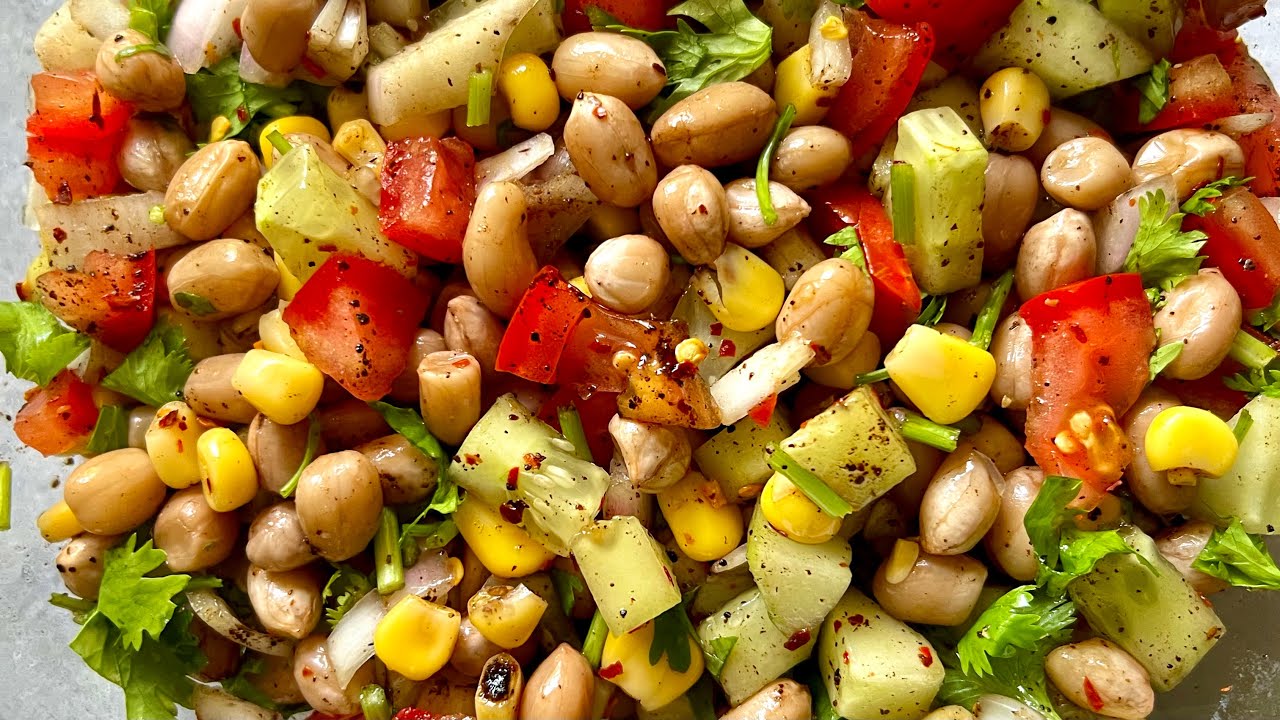 Healthy Peanut Protein Salad Recipe |   Peanut Chaat Recipe High protein for weight loss