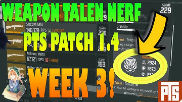 PREDATORY TALENT NERF | PTS 1.4 PATCH | The Division | MAJOR WEAPON CHANGE