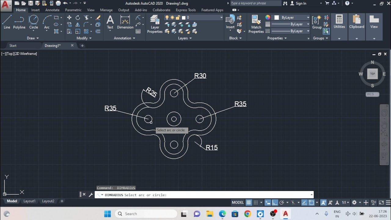 autocad tutorial in hindi, 2d drawing for practice , "Ex-39" #autocad ...